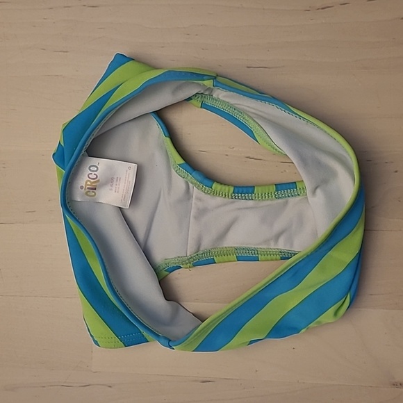 GENTLY WORN Circo Tankini Green and Blue Girls Halter Top Bathing Suit - Picture 7 of 14